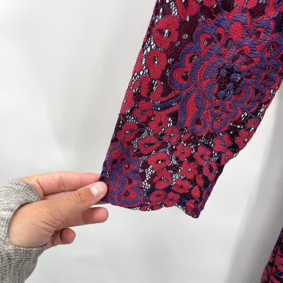 MIUSOL Maroon Navy 3/4 Lace Fit and Flare Dress // S - Picture 7 of 15